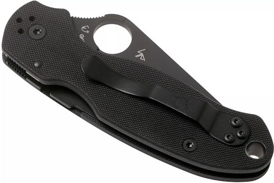 Spyderco Para 3 P Pocket Knife Black with Sheath