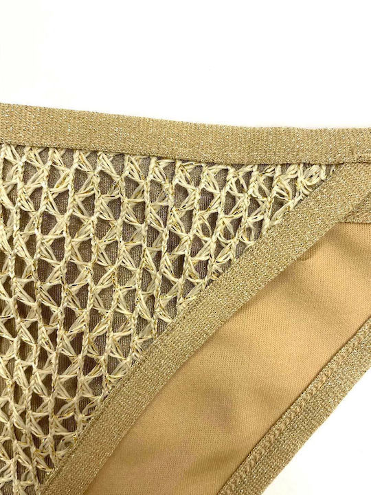 Gold Net Bikini Brazil με Κορδονάκια