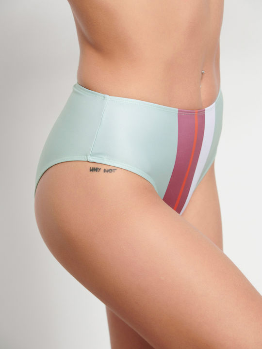Bikini Slip Hohe Taille Gestreift