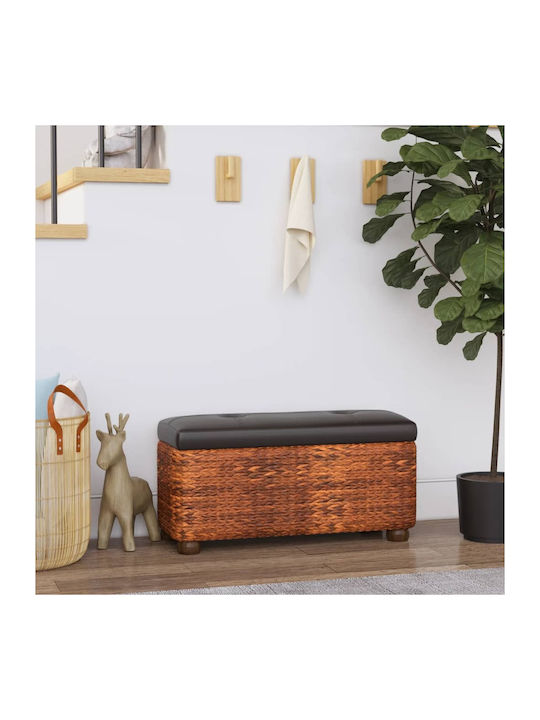 Stool Bench Stool With Storage Space Wicker Brown 69x27x36cm