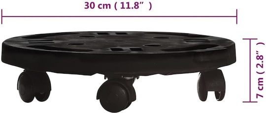 vidaXL Βάσεις Γλάστρας Πλαστικές Μαύρες με Ρόδες 30x7εκ. 3τμχ