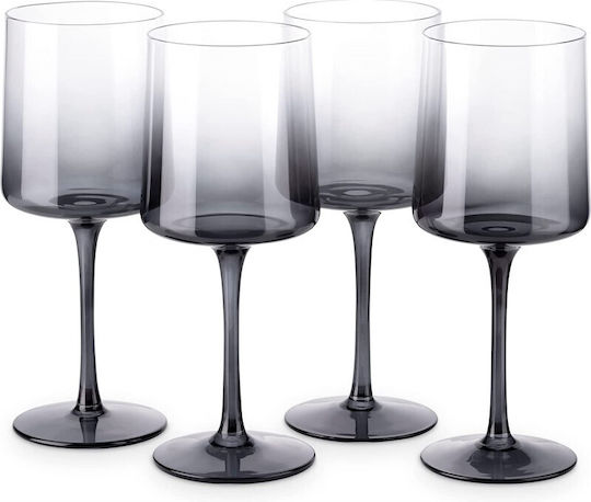 Navaris Set of Glasses Made of Glass in Grey Colour Goblets 400ml 4 Pieces