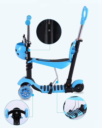 Kids Scooter Foldable 3-Wheel with Seat Light Blue