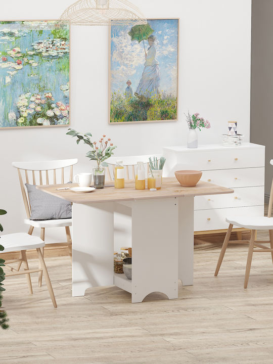 Kitchen Rectangular Table Collapsible White 118x80x72cm