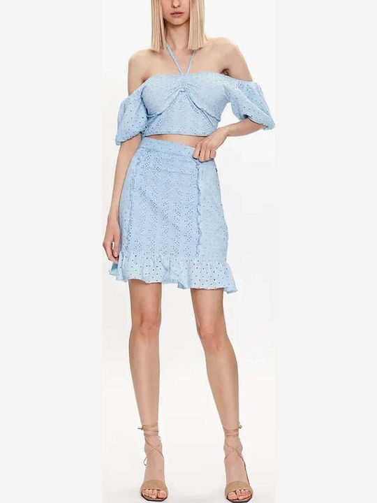 Hoch tailliert Mini Rock Blau