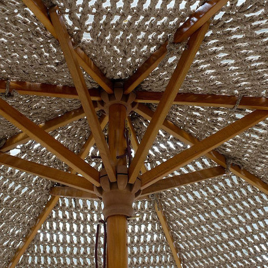 Garten- und Terrassen-Sonnenschirm Rundschreiben Holz Renny Beiges Φ2.5m