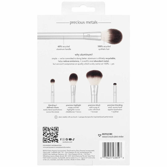 EcoTools Set mit Make-up-Pinseln aus synthetischem Haar Precious Metals 4Stück