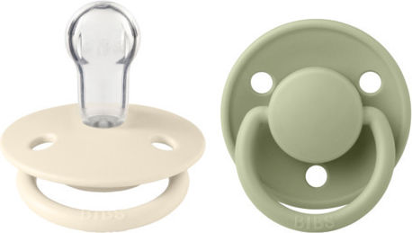 Bibs Πιπίλες Σιλικόνης για 0-36 μηνών De Lux Ivory & Sage 2τμχ