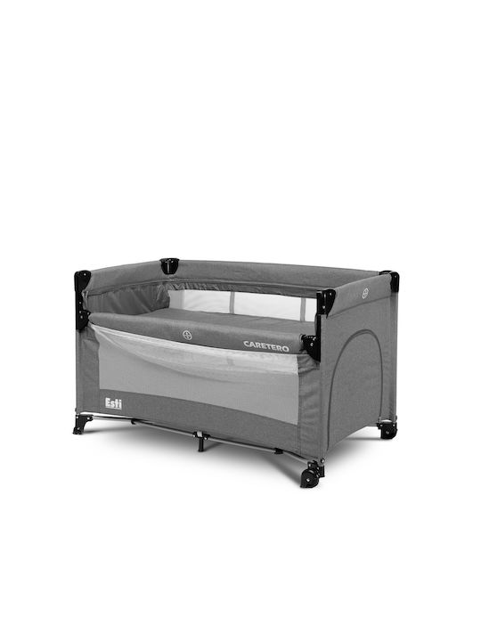 Caretero Esti Παρκοκρέβατο 2 Επιπέδων με Στρώμα Γκρι 126x65cm