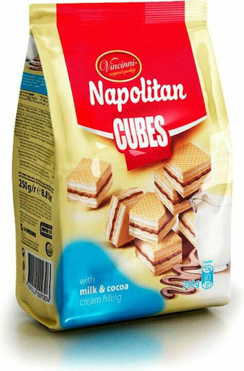 Vincinni Napolitan Cubes Mini Wafer Milk with Milk & Cocoa Cream 250gr