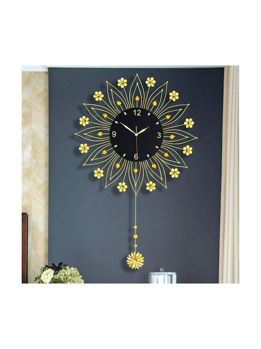 Wanduhr Metallisch Mit Pendel Gold 60x96cm