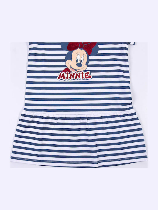Minnie Παιδικό Φόρεμα Κοντομάνικο Ριγέ Μπλε