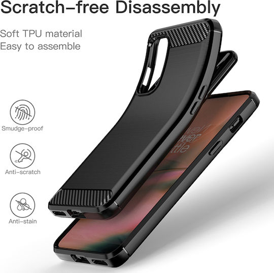 Techsuit Carbon Задна корица Силикон Черен (OnePlus Nord 2)
