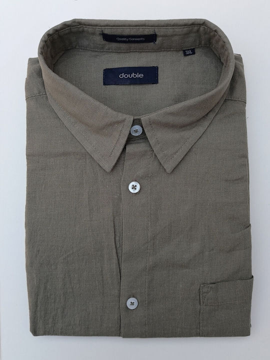 Double S Men's Shirt Short Sleeve Khaki