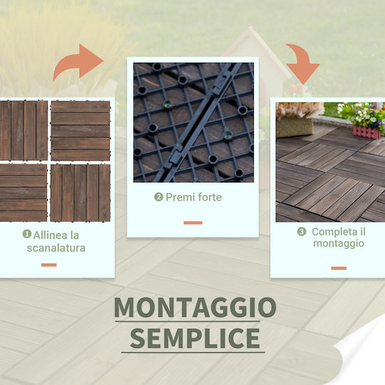 Outsunny Wood Garden Flooring Tile 30x30cm 27 Pieces