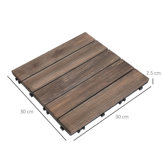 Outsunny Wood Garden Flooring Tile 30x30cm 27 Pieces