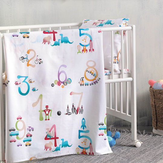 Rythmos Baby Duvet Cover Set With Pillowcase Numbers White 110x160cm