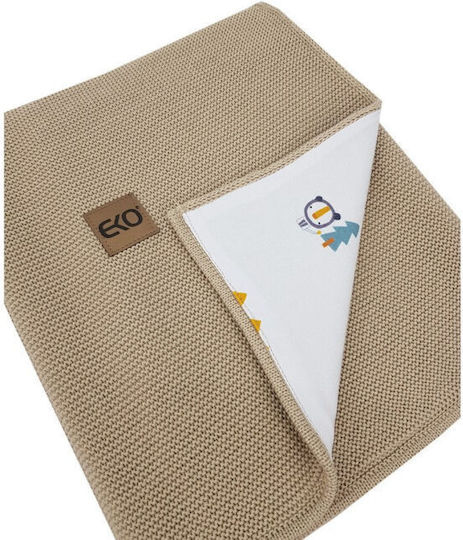 Ekokids Κουβέρτα Αγκαλιάς & Λίκνου Light Beige Houses 100x80εκ.