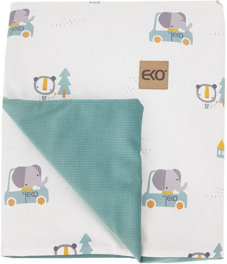 Ekokids Babydecken Wickeltücher für Kinderzimmer Minz Autos 100x80cm
