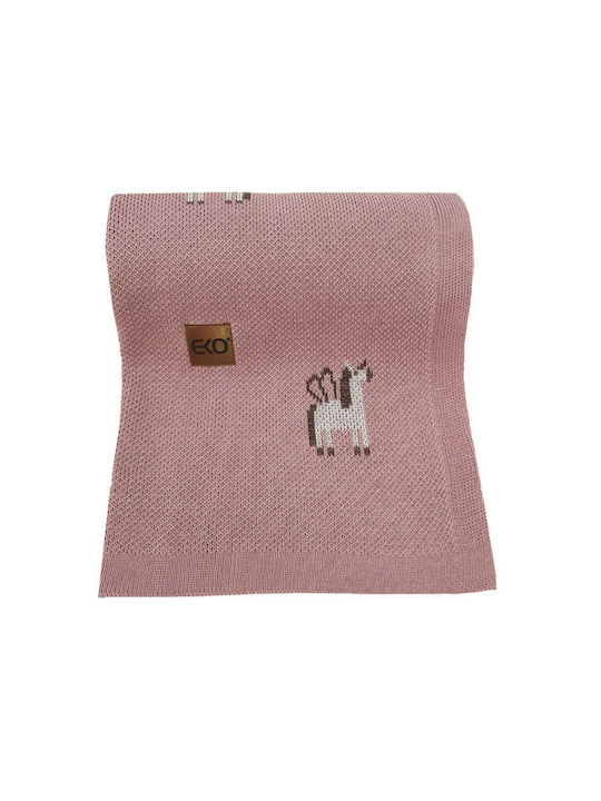 Ekokids Κουβέρτα Αγκαλιάς & Λίκνου Pink Unicorn Βαμβακερή Ροζ 100x80εκ.