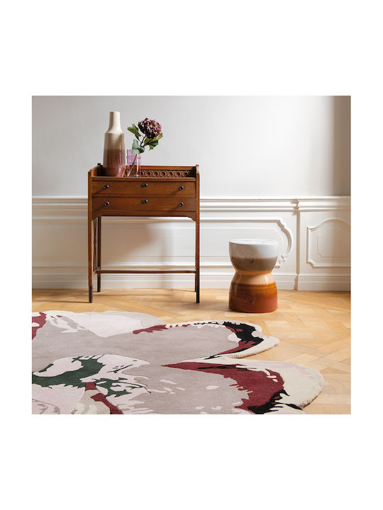 Ted Baker Magnolia Handmade Rug Round Wool Burgundy