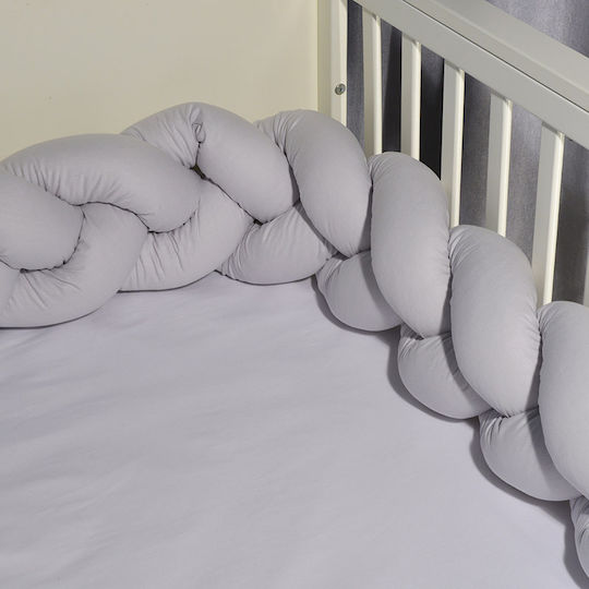 Baby Oliver Crib Bumpers Braided Inside Gray 20x200cm