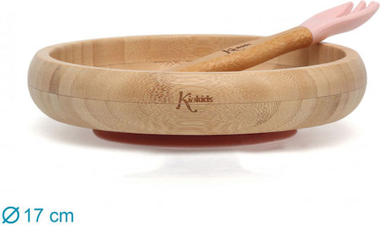Kiokids Σετ Φαγητού Bamboo από Bamboo Ροζ 2τμχ
