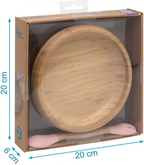 Kiokids Σετ Φαγητού Bamboo από Bamboo Ροζ 2τμχ