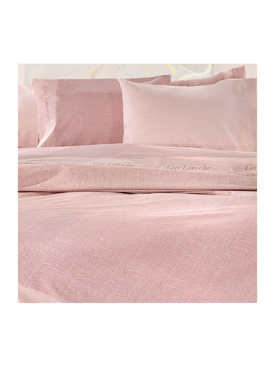 Guy Laroche Set Cearșaf cu 2 Fețe de pernă Single cu Elastic 100x200+30cm. Novel Pudra 3buc