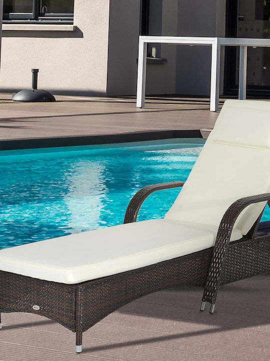 Ξαπλώστρα Rattan Καφέ 200x73x56εκ.