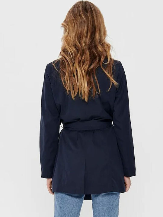 Only Women's Midi Coat with Buttons Blue