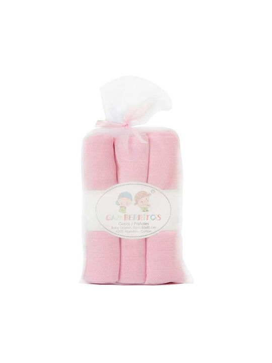 Gamberritos Kids Muslin Swaddle Blanket 9679-2 Pink 80x80cm 3pcs