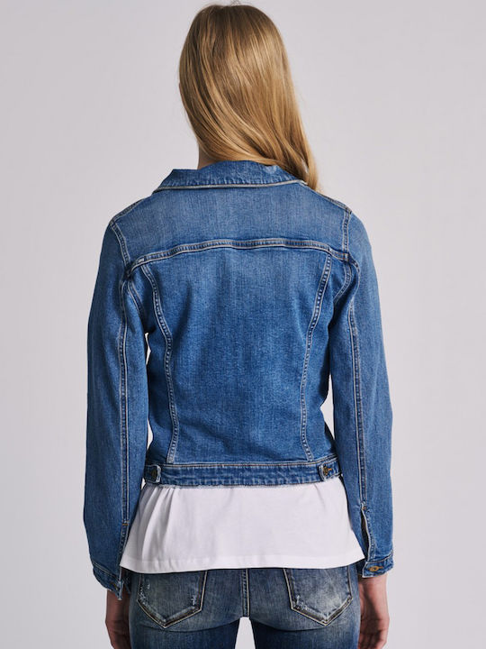 Staff Women's Short Jean Jacket for Spring or Autumn Blue