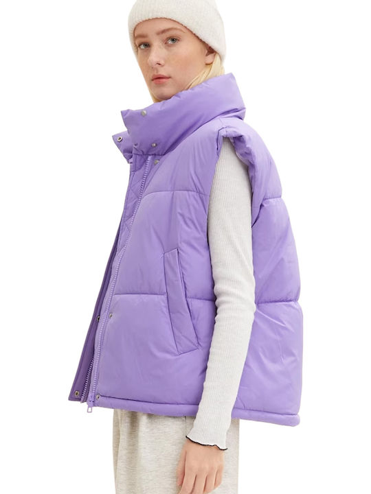 Women's Short Puffer Jacket for Spring or Autumn Digital Purple