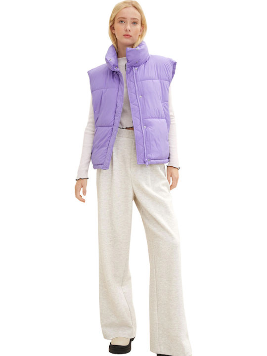 Women's Short Puffer Jacket for Spring or Autumn Digital Purple
