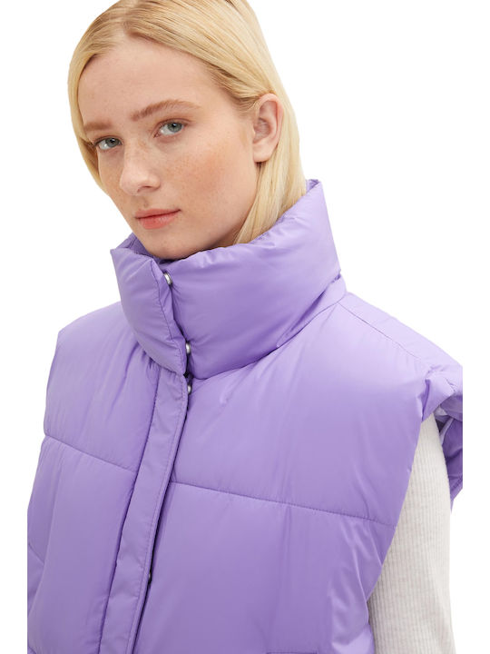 Women's Short Puffer Jacket for Spring or Autumn Digital Purple