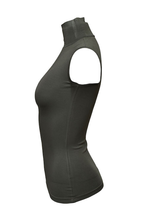 Fără mâneci Olive Tricou pentru femei Pulover cu guler înalt