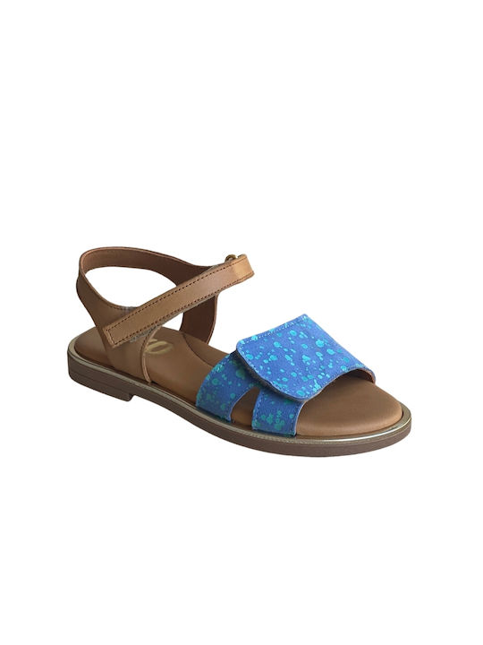 Yo Children's leather sandal Yo Handmade Leather Shoes 690- Blue-Tabby