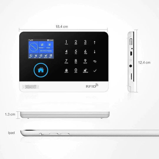 PGST PG-103 F Wireless Alarm System with 3 Motion Detectors , 7 Door Sensors , Siren , 3 Remotes and Tag (Wi-Fi)