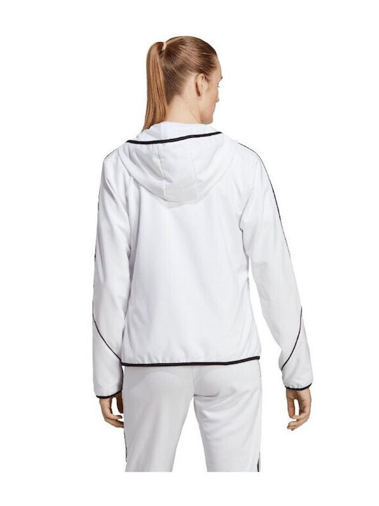 Adidas Women's Short Lifestyle Jacket Windproof for Spring or Autumn with Hood White