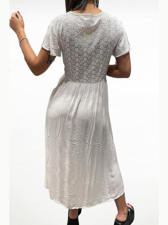 Losan Καλοκαιρινό Midi Φόρεμα Λευκό