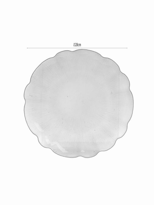 Click Plate Shallow Glass Blue with Diameter 28cm