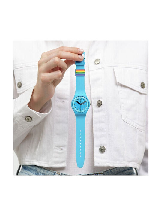 Swatch Proudly Ανδρικό Ρολόι 41mm Μπαταρίας με Μπλε Καουτσούκ Λουράκι