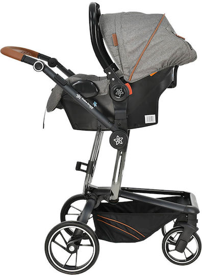 Bebe Stars Torro Adjustable 3 in 1 Baby Stroller Suitable for Newborn Gray 10.6kg