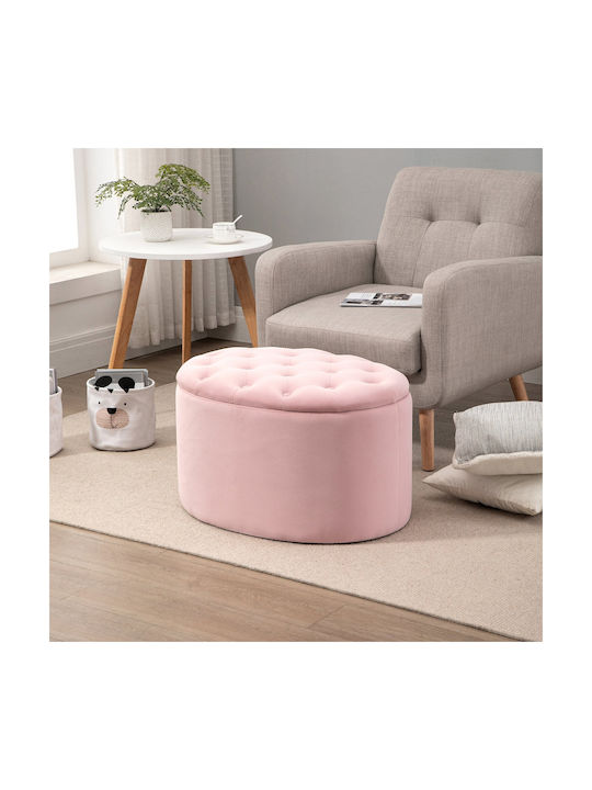 Stool For Living Room With Storage Space Upholstered with Fabric Pink 71x52x42cm