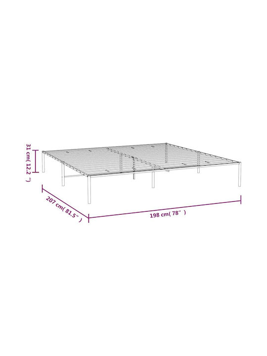 King Size Metallbett Schwarz mit Lattenrost für Matratze 193x203cm