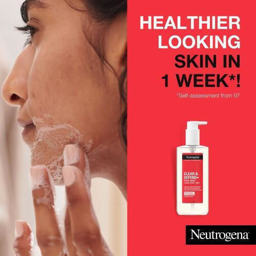 Neutrogena Clear & Defend+ Υγρό Καθαρισμού Προσώπου για Ακνεϊκές Επιδερμίδες 200ml