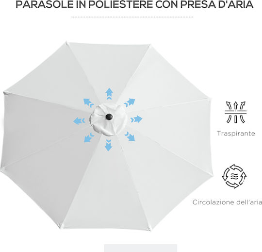 Round Metal White Parasol Φ3xH2.45m