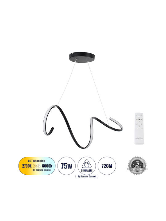 GloboStar Spirale Pendant Light Black 25x25x30cm