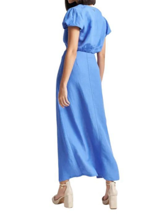 Attrattivo High Waist Maxi Envelope Skirt in Blue color